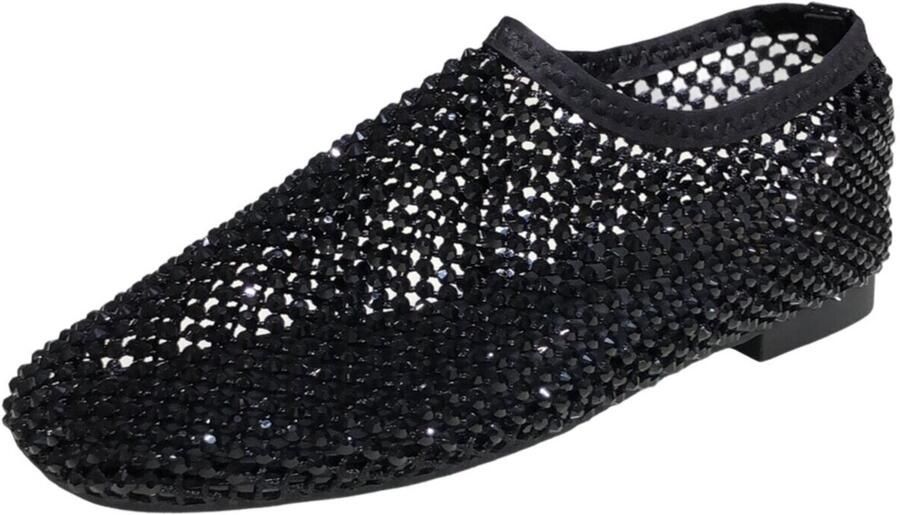 La Strada Flats Met Steentjes Zwart Mesh Damesschoenen - Foto 2