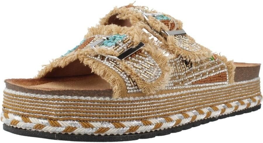 La Strada Platform Slipper Camel Textiel Damesschoenen - Foto 2