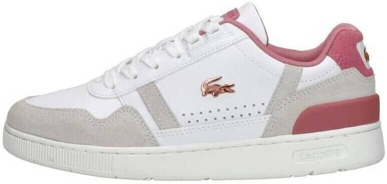 Lacoste Logo Sneaker Mat Leer Label Ingedrukt Vetersluiting White Dames - Foto 14