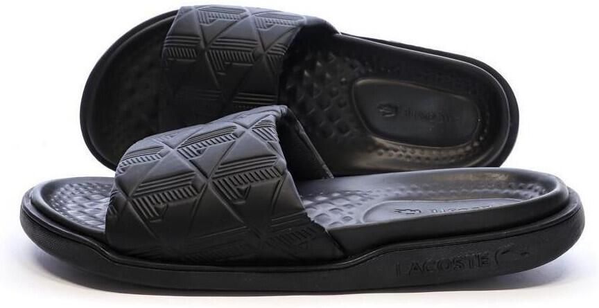Lacoste Serve Slide Dual Monogram Men Slides & Sandalen zwart Schoenen