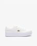 Lacoste Logo Sneakers Mat Leer Zijlabel In reliëf Brede Zool White Dames - Thumbnail 3