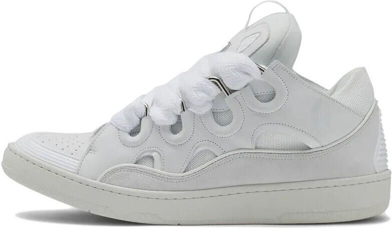 Lanvin Lage Sneakers Curb Leather Sneakers White