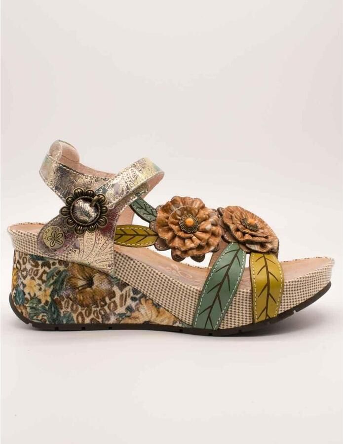 Laura vita Sandalen met sleehak Barry 41 Beige - Foto 3