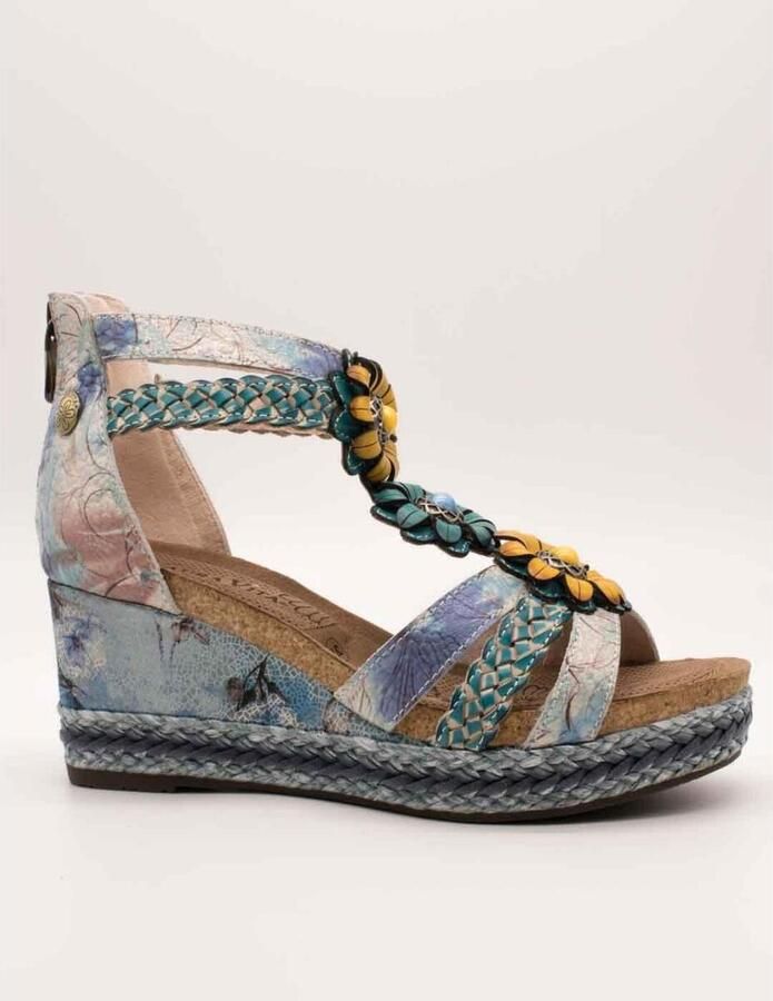 Laura vita Sandalen met sleehak Facyo 72 Bleu