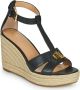 Polo Ralph Lauren Dames Sleehak Leren Sandalen Black Dames - Thumbnail 2