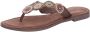 Lazamani Leren versierde teenslipper Beige Leer Teenslippers Dames - Thumbnail 5