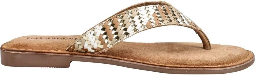 Lazamani Tess Dames Teenslippers Leer Beige - Foto 2