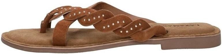Lazamani Lena suède slippers met studs cognac - Foto 11