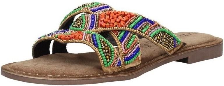 Lazamani slippers met kraaltjes oranje multi - Foto 7