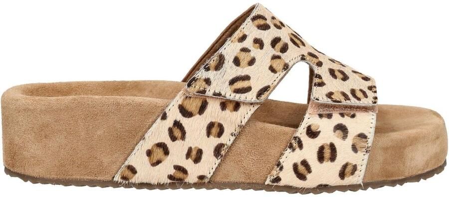 Lazamani Mille slippers met plateauzool en panterprint beige - Foto 11