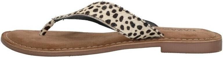 Lazamani 75.481 leren teenslippers met dierenprint ecru zwart - Foto 5