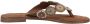 Lazamani Leren versierde teenslipper Beige Leer Teenslippers Dames - Thumbnail 7