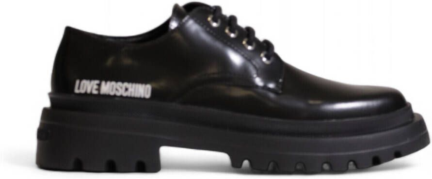 Love Moschino Nette Schoenen LaceUp Oxford Schoenen Zwart Lakleer