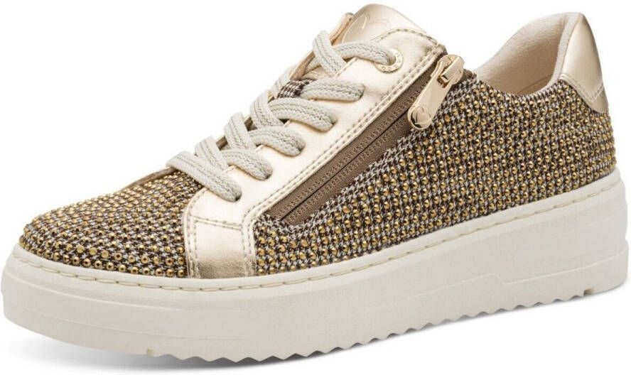 Marco Tozzi Plateausneakers vrijetijdsschoen halfhoge schoen veterschoen met fonkelende strasssteentjes - Foto 3