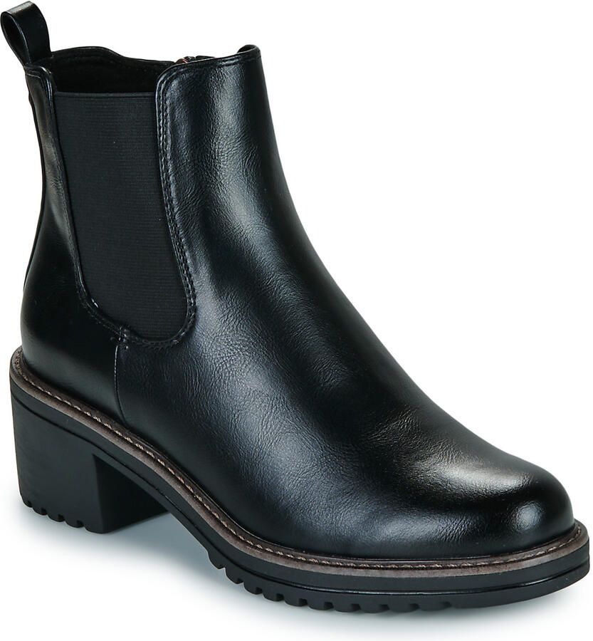 Marco Tozzi Chelsea-boots LUTTER hakken enkellaars chunky boots in vegan-verwerking