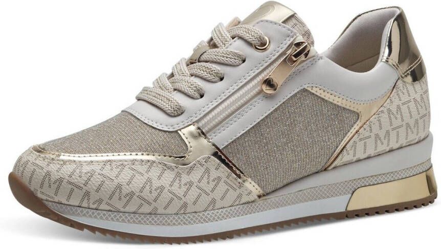 Marco Tozzi Sneakers met sleehak vrijetijdsschoen lage schoen veterschoen met logo-print - Foto 3