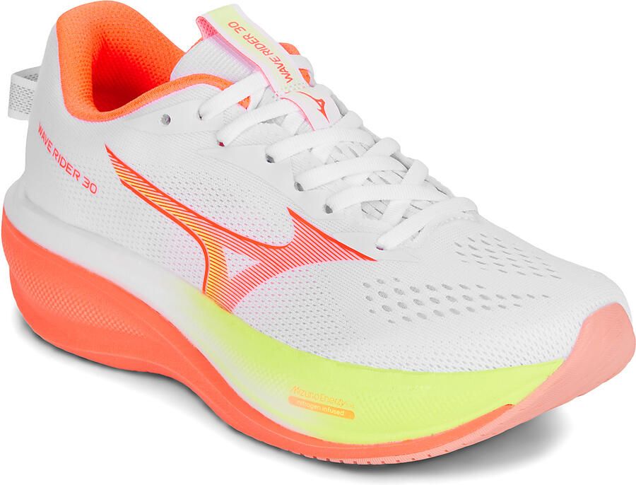 Mizuno Women Wave Rider 30 Hardloopschoen J1GM262071 White Flamingo Coarl Lime Plump - Foto 3