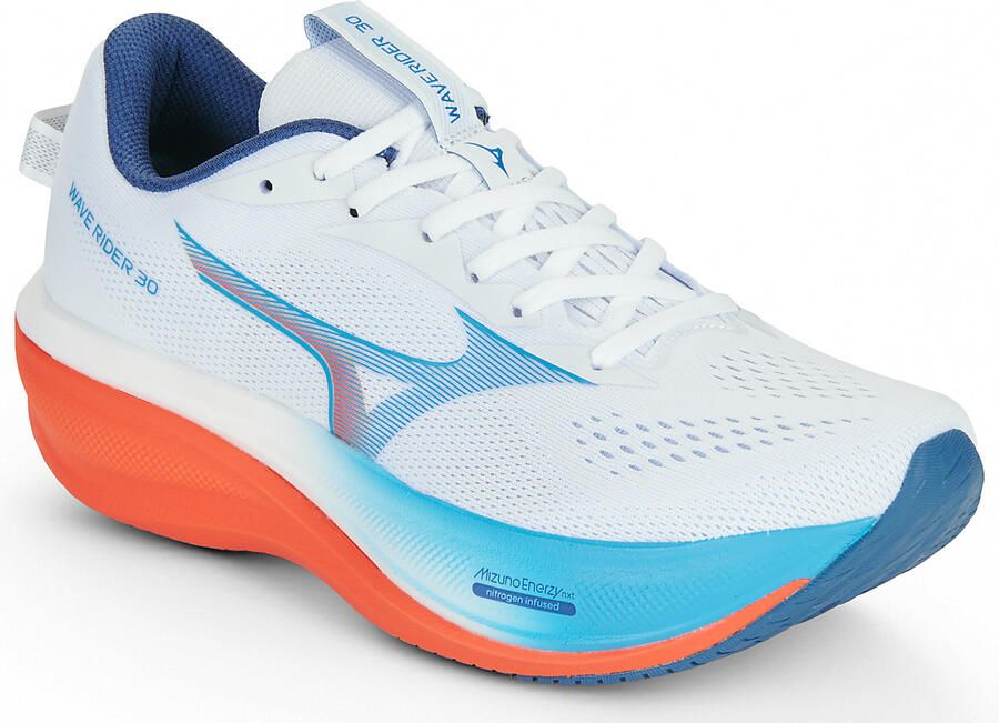 Mizuno Unisex Wave Rider 30 Hardloopschoen J1GM262051 White Blue Jewel Orange - Foto 4