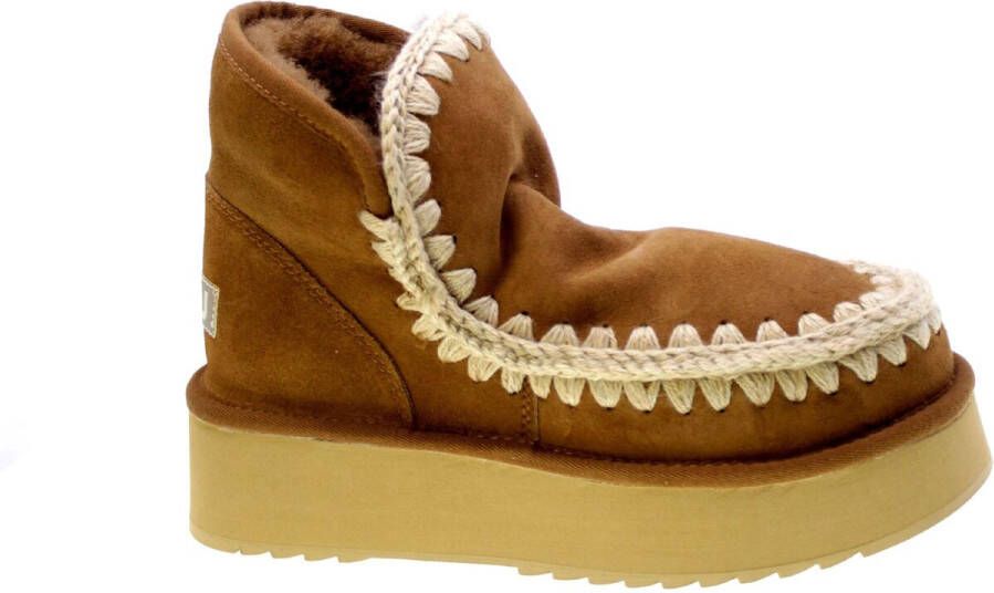MOU Vachtlaarzen Dames Mini Eskimo Platform Boot Maat: 40 Materiaal: Suède Kleur: Cognac - Foto 6