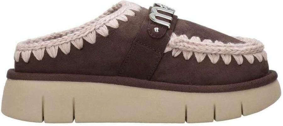 MOU Pantoffels Dames Bounce Clog Metal Logo Suède Bruin - Foto 11