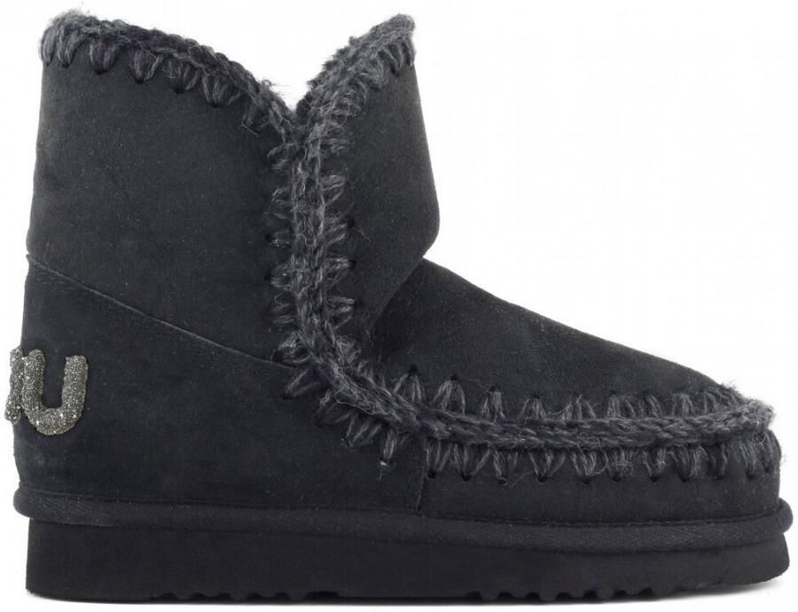 MOU Vachtlaarzen Dames Eskimo 18 Glitter Logo Suède Zwart
