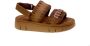 Mou Bruin Leren Plateau Sandalen Haakdetails Brown Dames - Thumbnail 3