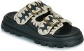 MOU Slippers Dames Eva One-piece Slide Two-buckles Textiel Zwart - Zwart