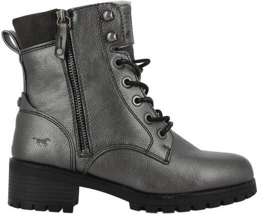 Mustang Shoes Veterschoenen enkellaars hakken in metallic-look smalle vorm