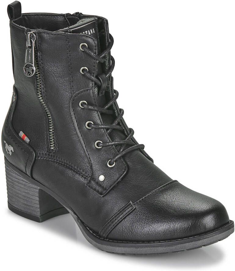 Mustang Shoes Veterlaarsjes Enkellaars herfst schoen met decoratieve rits aan de buitenkant