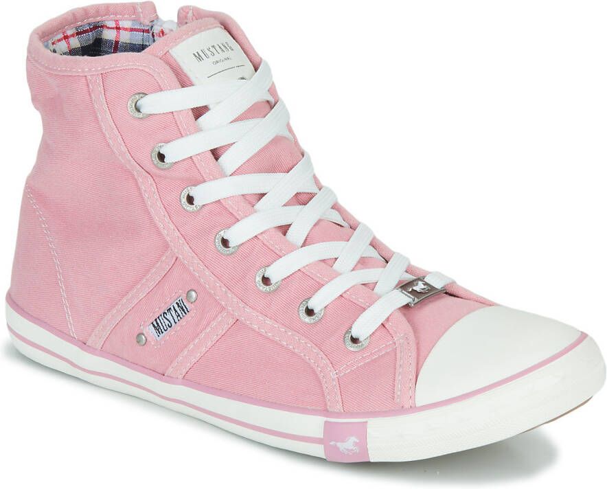 Mustang Shoes Sneakers high top-sneaker veterschoen met label in de loopzool