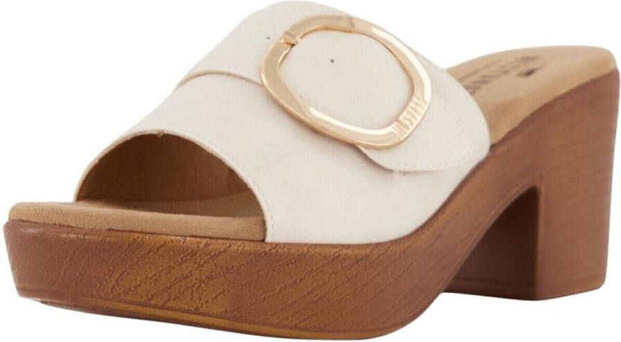 Mustang Shoes Slippers blokhak zomerschoen slippers met grote decoratieve gesp