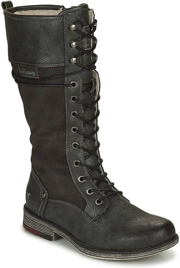 Mustang Shoes Winterlaarzen blokhak veterschoen hoge laars binnenrits - Foto 3