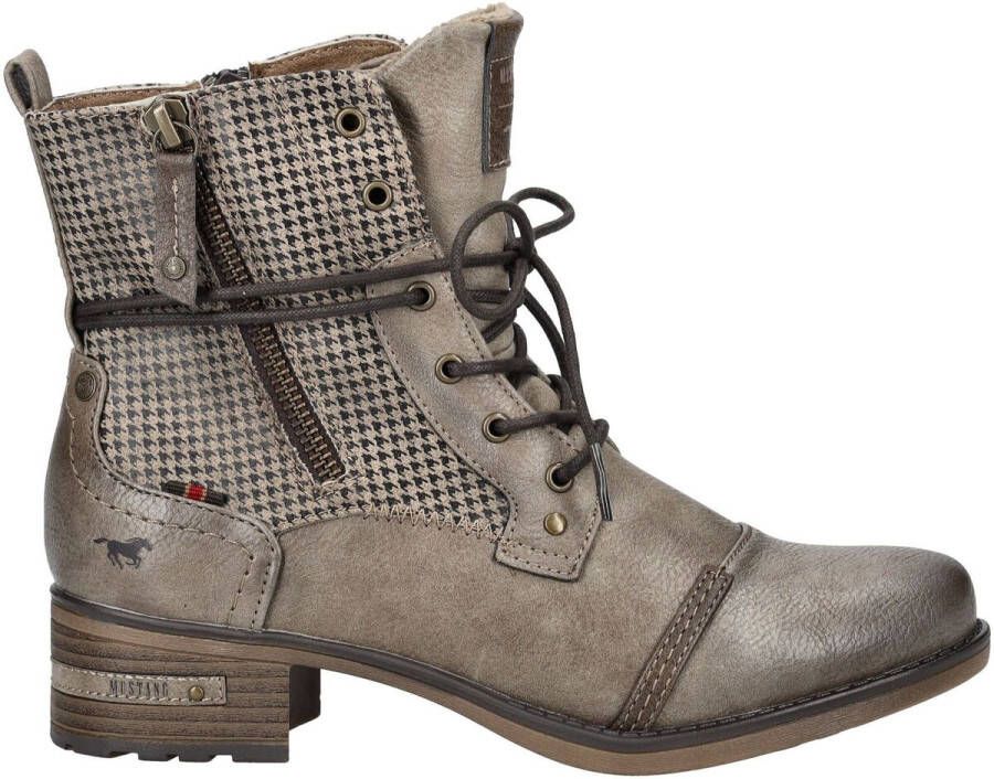 Mustang Veterlaarsje met trendy pied-de-pouledessin Okergeel