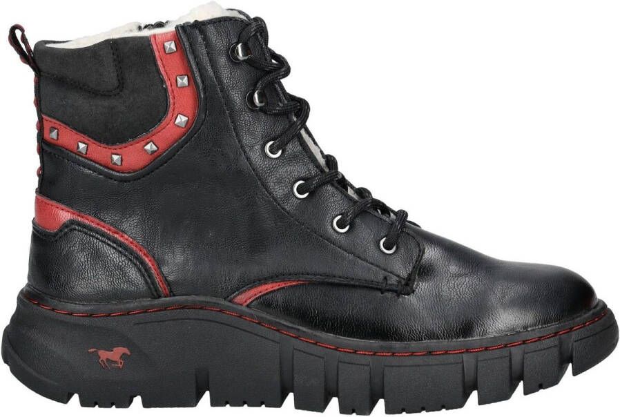 Mustang Shoes Winterlaarzen plateau veterschoenen enkellaars met contrastafwerking en -naad