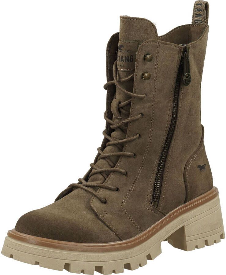 Mustang Shoes Hoge veterschoenen met twee ritssluitingen