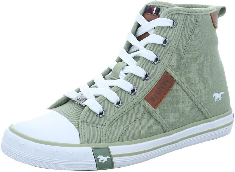 Mustang dames hoge canvas sneaker groen - Foto 2