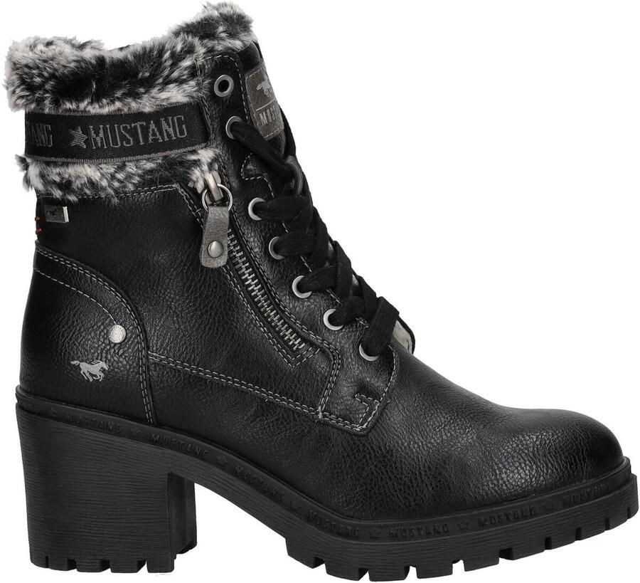 Mustang Shoes Winterlaarsjes LEILA Winterlaarzen met kunstbontkraag en blokhak - Foto 3