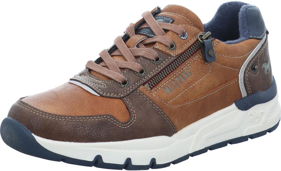 MUSTANG Sneakers laag 'Mart' marine bruin cognac