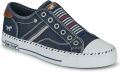MUSTANG Sneakers laag taupe donkerblauw karmijnrood wit - Blauw