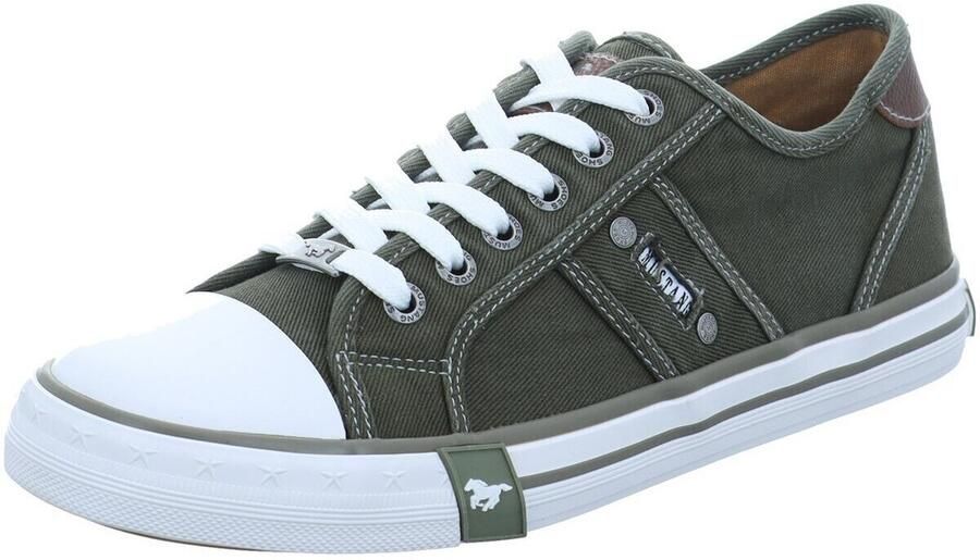 Mustang sneaker van canvas kaki - Foto 2