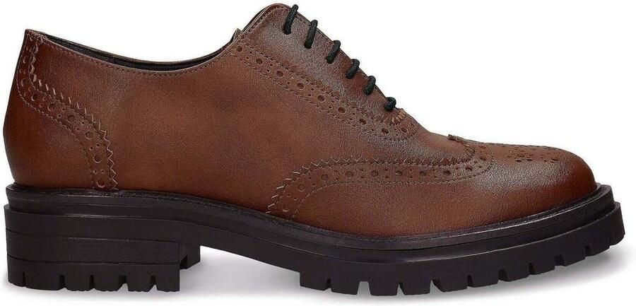 Nae Vegan Shoes Nette Schoenen Vegan Brogue Derby Schoenen voor Dames Grace Bruin