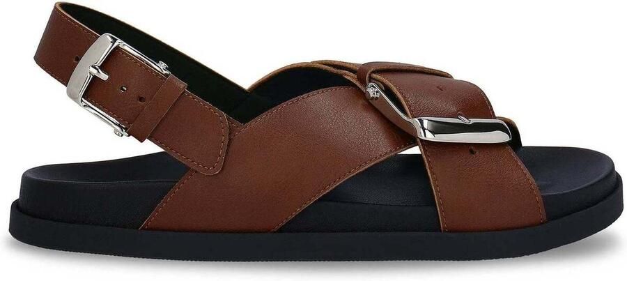 Nae Vegan Shoes Platte sandalen Vegan Platte Sandalen voor Dames Luna Bruin