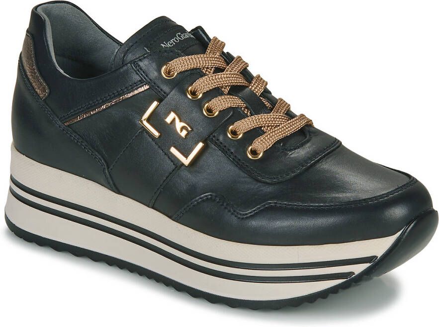 Nerogiardini Zwarte leren damessneakers met uitneembare binnenzool en logo detail Zwart Dames - Foto 3
