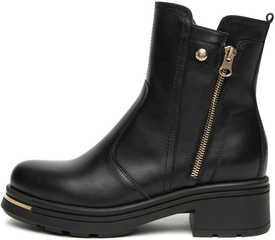 Nerogiardini Zwarte leren enkellaarsjes met decoratieve rits - Foto 4