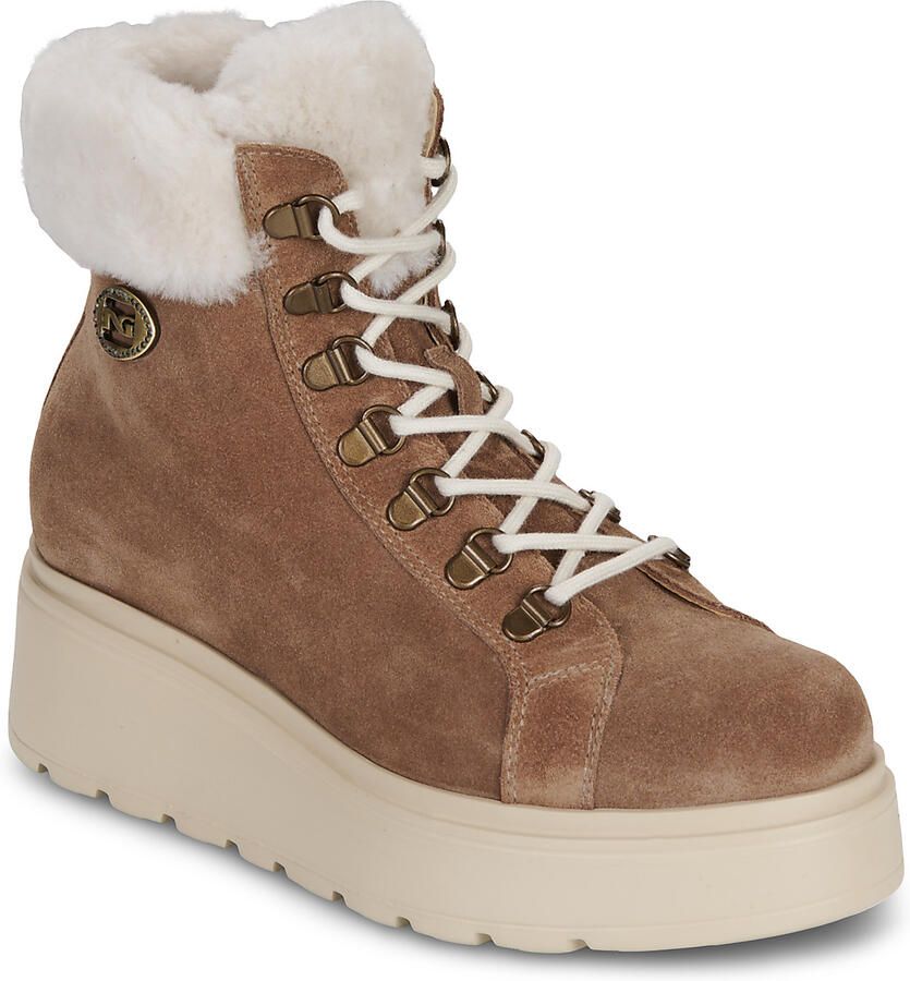 NeroGiardini Velours Schapenvacht Cappuccino Laarzen Eva Gorga Cream + Ba Fashion Wear Vrouwen