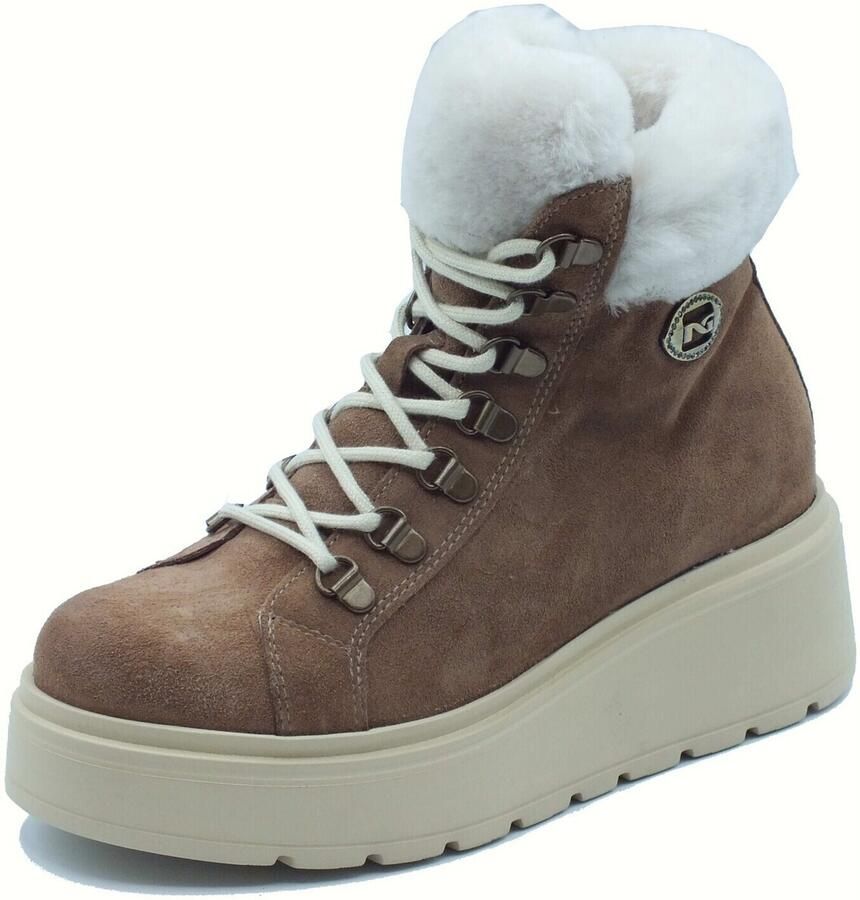 NeroGiardini Velours Schapenvacht Cappuccino Laarzen Eva Gorga Cream + Ba Fashion Wear Vrouwen - Foto 5