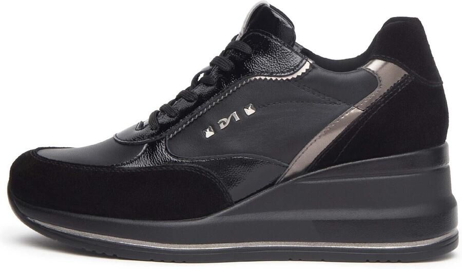 NeroGiardini Arold Velo Handschoen Sneaker Zwart Naplak T.Brill Antraciet Po Streetwear Vrouwen - Foto 5