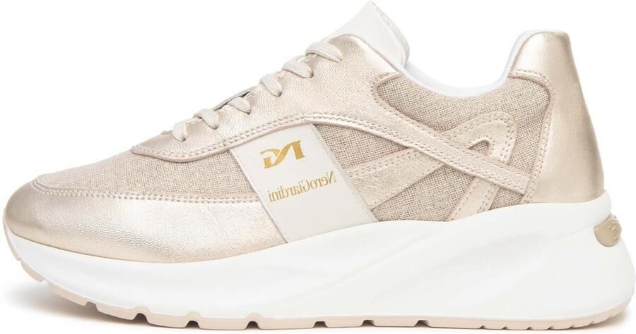 NeroGiardini Lage Sneakers Etoile T.Lino Lurex 06 Beig Velvet Osso 0100 Pu.Bi