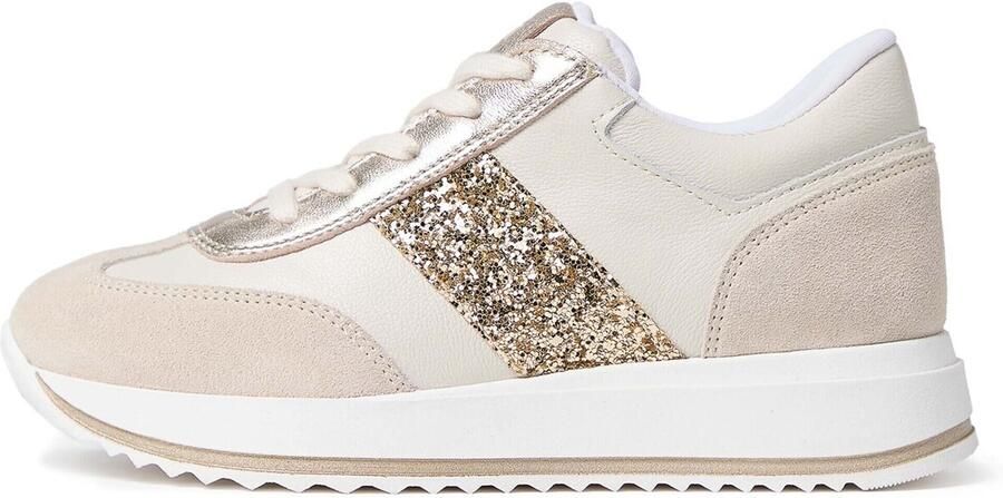 NeroGiardini Lage Sneakers Velour Perseo Osso Etoile Miele T.Glitter Gr.Top P