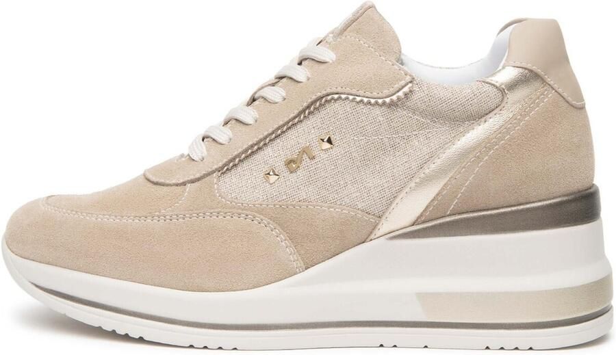NeroGiardini Lage Sneakers Velour T.Lino Lurex 06 Beig Etoile Miele Tamigi Sa